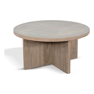 Pemberly Row Solid Wood Natural Round Large Wood Accent Table