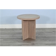 Pemberly Row Solid Wood Natural Round Medium Wood Accent Table