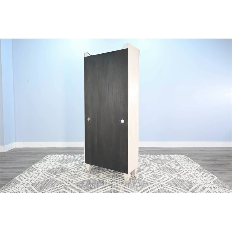 Pemberly Row Contemporary Solid Wood White Two-Tone Wood Bookcase