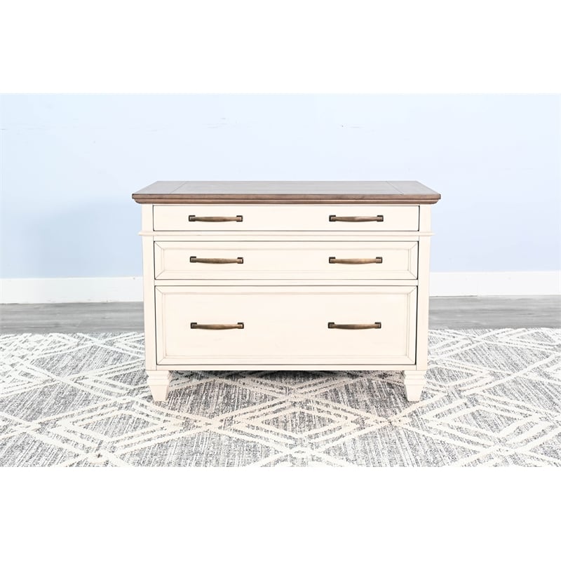 Pemberly Row Solid Wood Traditional Lateral Two Tone File Cabinet