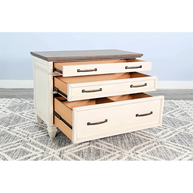 Pemberly Row Solid Wood Traditional Lateral Two Tone File Cabinet
