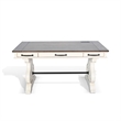 Pemberly Row Contemporary Solid Wood White Desk with Power Strip