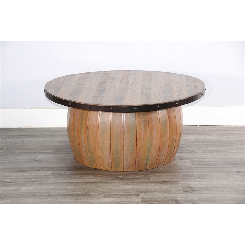 Pemberly Row Brown Finish Contemporary Solid Wood Coffee Table