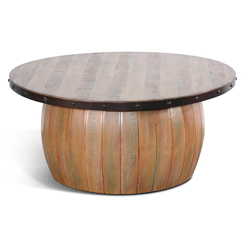 Pemberly Row Brown Finish Contemporary Solid Wood Coffee Table