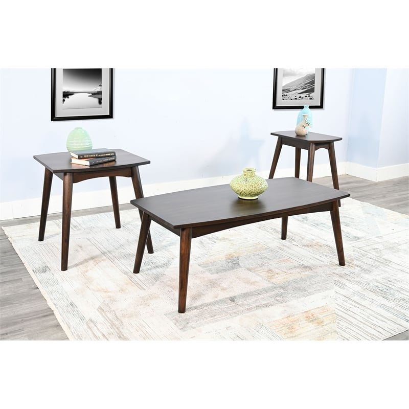 Pemberly Row Solid Wood Mid-Century Coffee Brown Chair Side Table