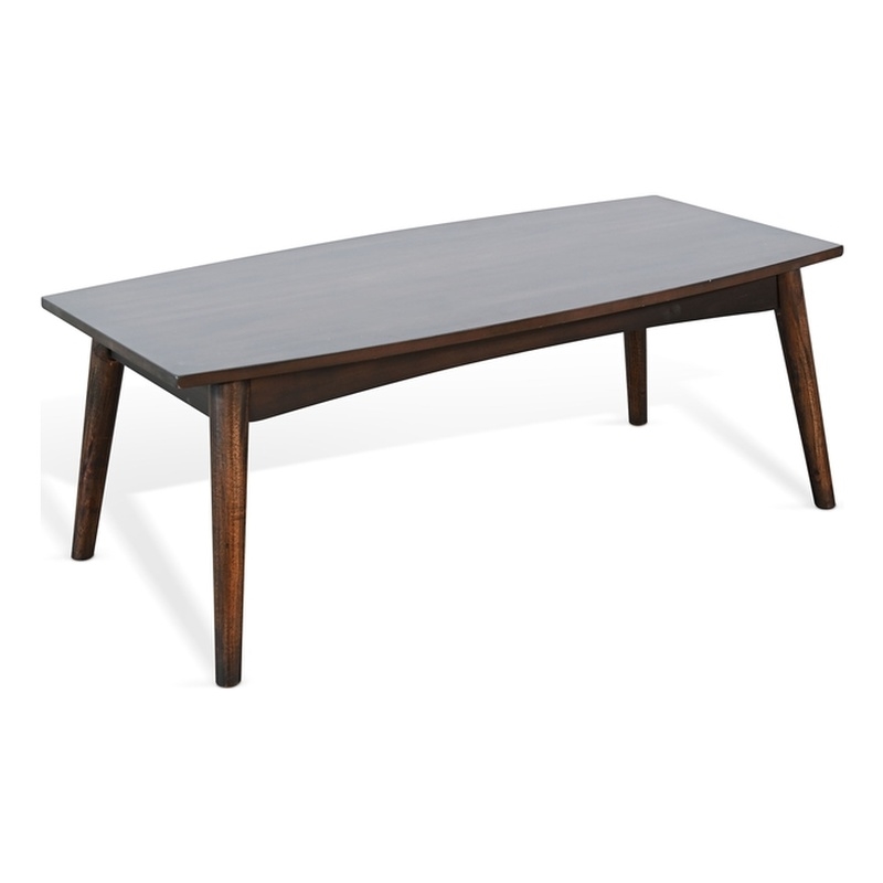 Pemberly Row Solid Wood Mid-Century Brown Finish Coffee Sofa Table