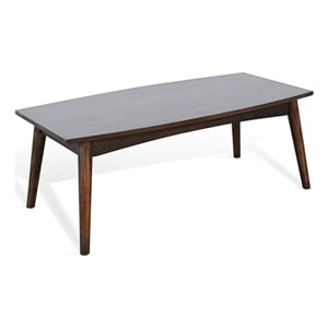 Pemberly Row Solid Wood Mid-Century Brown Finish Coffee Sofa Table