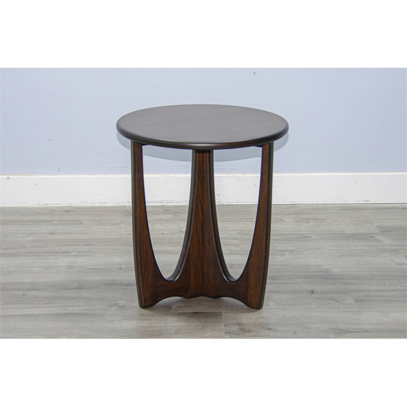 Pemberly Row Solid Wood Mid-Century Coffee Brown Chair Side Table