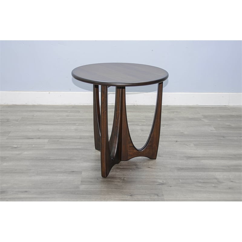 Pemberly Row Solid Wood Mid-Century Brow Finish Coffee End Table
