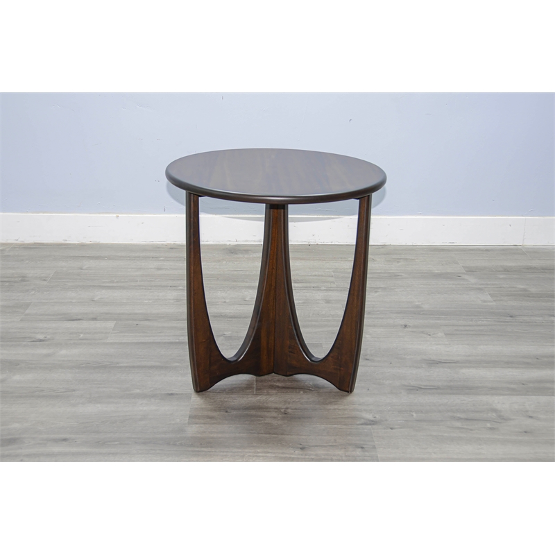Pemberly Row Solid Wood Mid-Century Brow Finish Coffee End Table