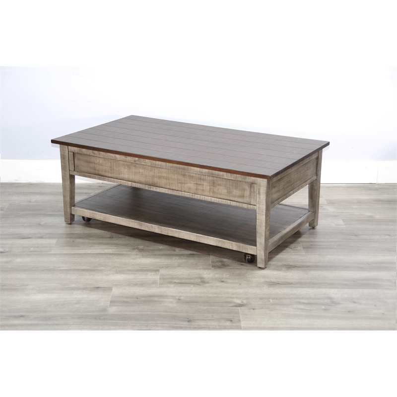 Pemberly Row Traditional Rectangular Two-Tone Wood Coffee Table