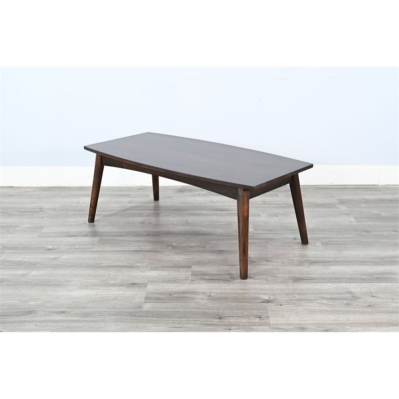 Pemberly Row Brown Finish Contemporary Solid Wood Coffee Table