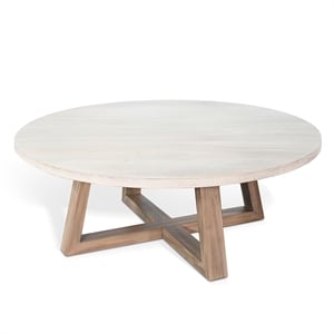 Pemberly Row Solid Wood Contemporary Round Wood Coffee Table