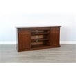 Pemberly Row Farmhouse Vintage Mocha Sliding Barn Door TV Console