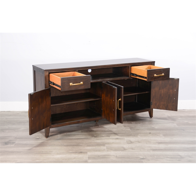 Pemberly Row Contemporary Solid Wood Coffee Brown Media Console