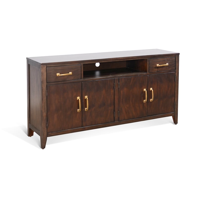Pemberly Row Contemporary Solid Wood Coffee Brown Media Console