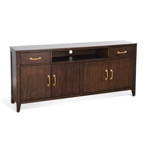 Pemberly Row Traditional 72&quot Coffee Brown Wood Media Console