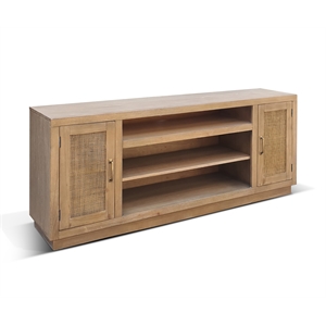 Pemberly Row Solid Wood Contemporary Natural Wood 78&quot Media Console