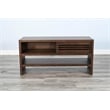 Pemberly Row Transitional Solid Wood Sofa Table with Sliding Door
