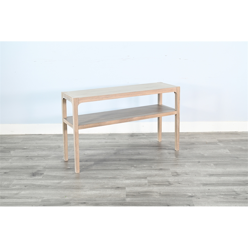 Pemberly Row Contemporary Solid Wood Double Tier Sofa Table in Natural