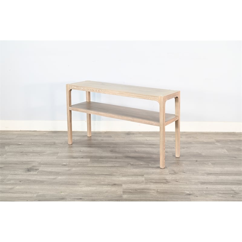 Pemberly Row Contemporary Solid Wood Double Tier Sofa Table in Natural