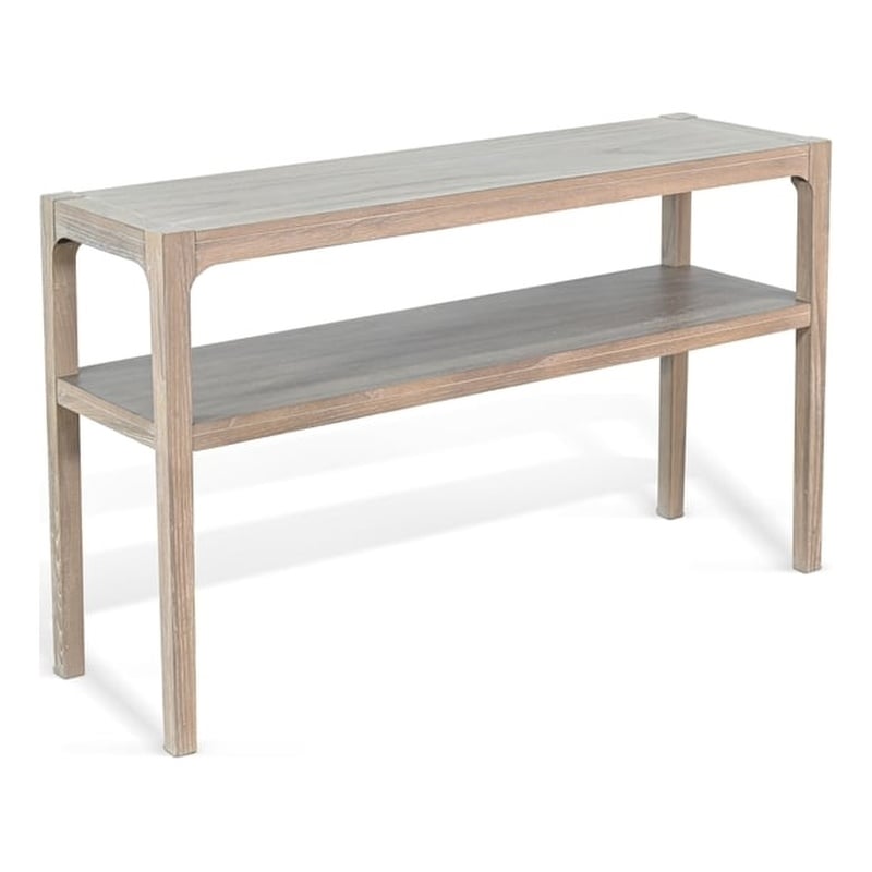 Pemberly Row Contemporary Solid Wood Double Tier Sofa Table in Natural