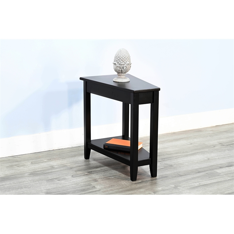 Pemberly Row Solid Wood Traditional Black Walnut Chair Side Table