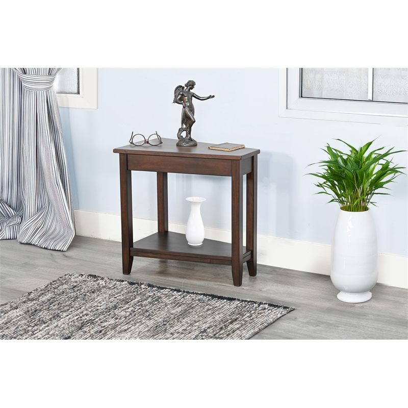 Pemberly Row Solid Wood Traditional Coffee Brown Wood Chair Side Table