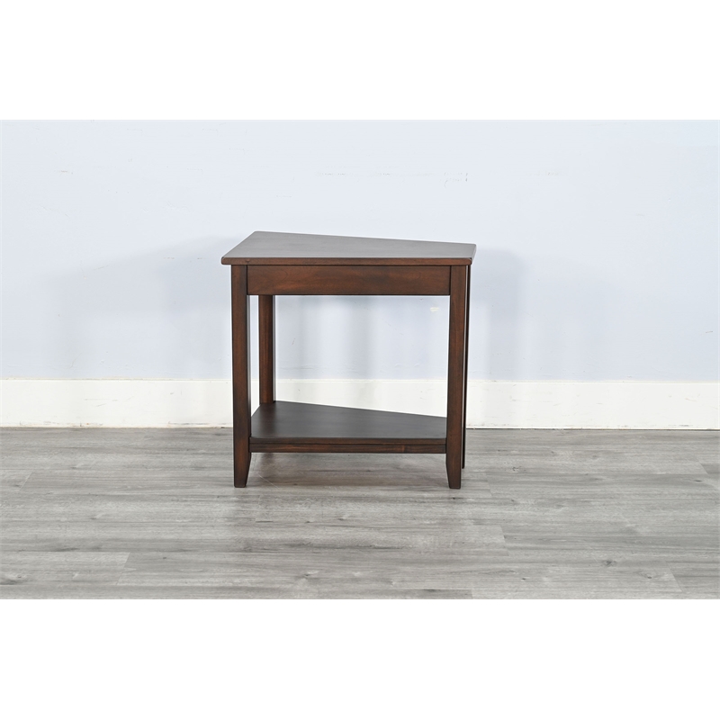 Pemberly Row Solid Wood Traditional Coffee Brown Wood Chair Side Table