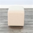 Pemberly Row Fabric Ottoman Cushion Stool with Casters in Natural