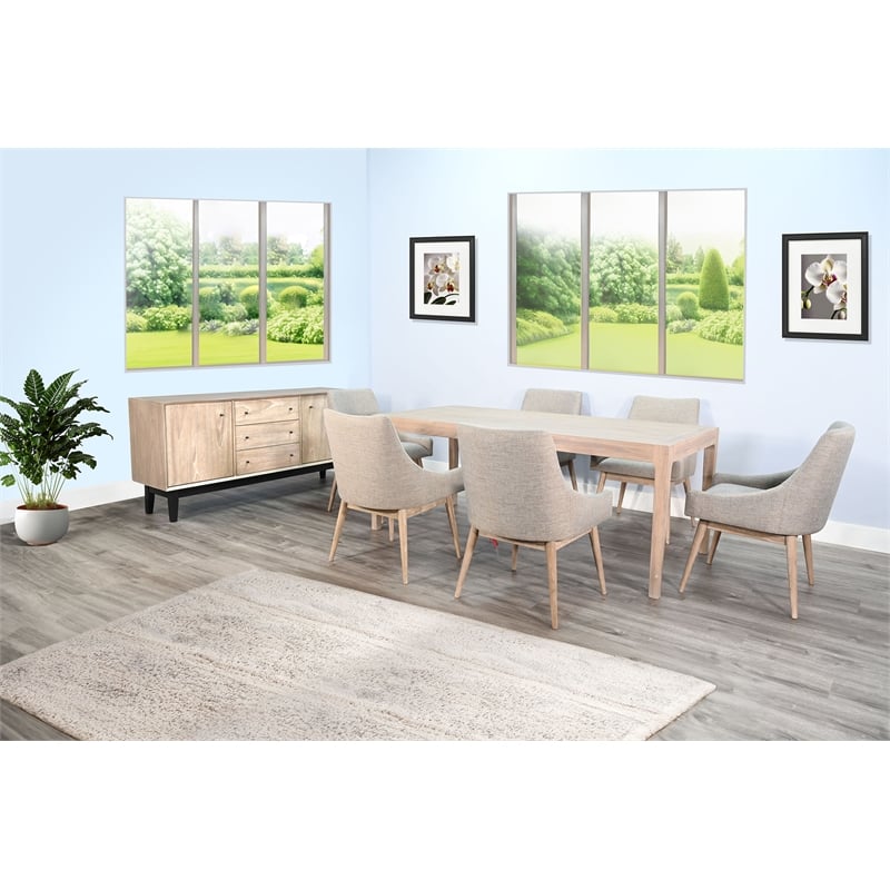 Pemberly Row Contemporary Solid Wood Rectangular Dining Table in Natural
