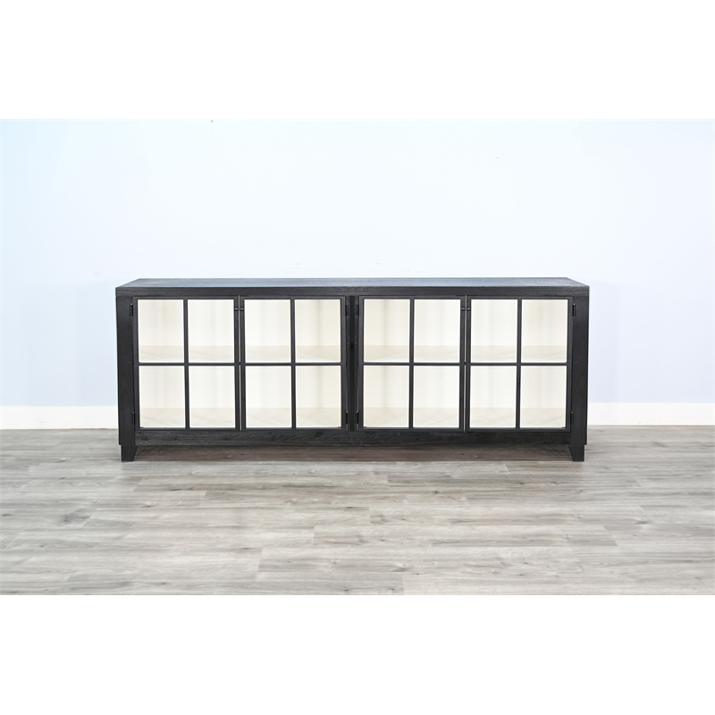 Pemberly Row Solid Wood Contemporary Industrial Long Accent Cabinet