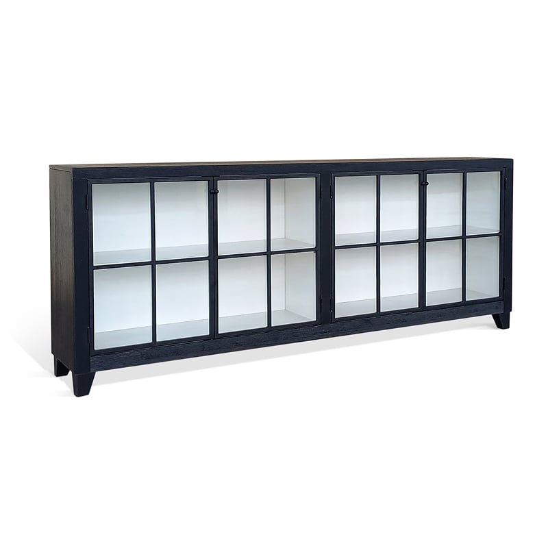 Pemberly Row Solid Wood Contemporary Industrial Long Accent Cabinet