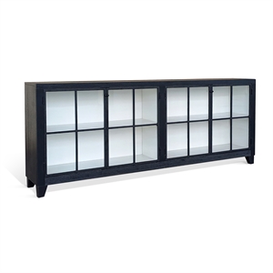 Pemberly Row Solid Wood Contemporary Industrial Long Accent Cabinet