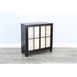 Pemberly Row Contemporary Black Glass Door Cabinet with Shelving