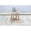 Pemberly Row Solid Wood Contemporary Rustic Round End Table in Light Gray