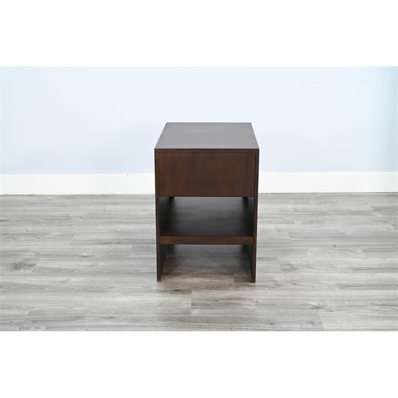 Pemberly Row Contemporary Solid Wood Chair Side Table with Drawer