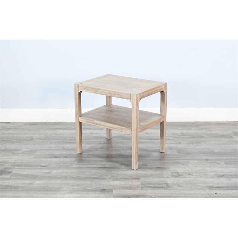 Pemberly Row Contemporary Solid Wood Chair Side Table in Natural