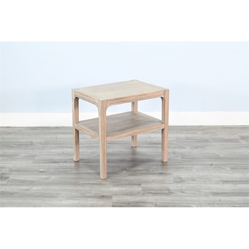 Pemberly Row Contemporary Solid Wood Chair Side Table in Natural