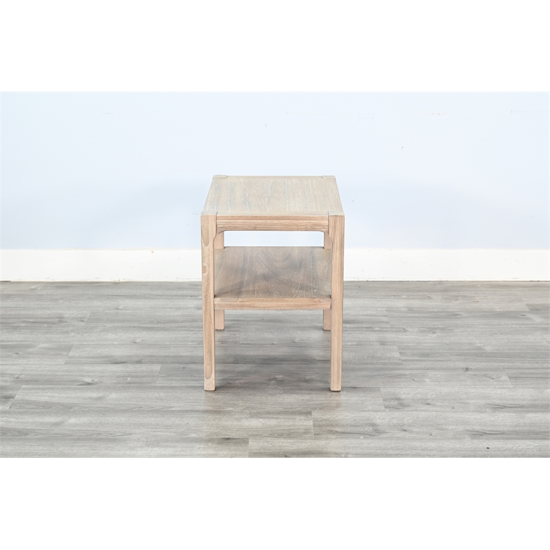 Pemberly Row Contemporary Solid Wood Chair Side Table in Natural