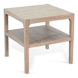 Pemberly Row Solid Wood Square End Table with Open Shelf in Natural