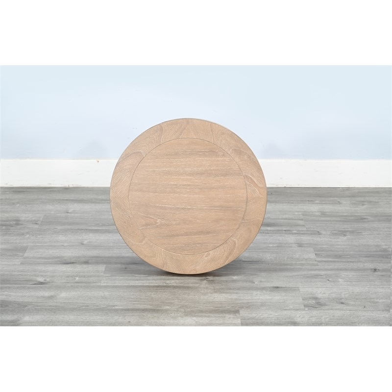 Pemberly Row Solid Wood Round Chair Side Table in Natural