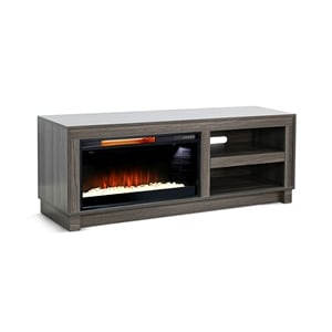 Pemberly Row Solid Wood 56&quot Media Console with Electric Fireplace