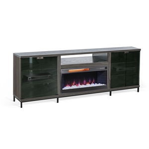 Pemberly Row Solid Wood 70&quot Media Console with Electric Fireplace