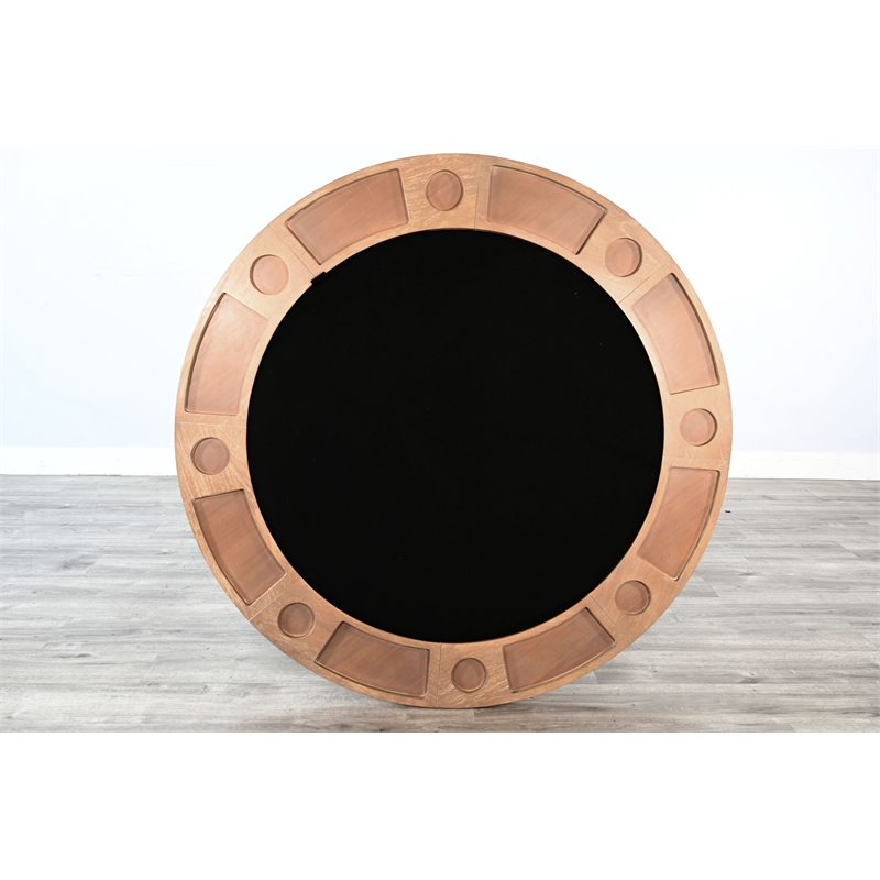 Pemberly Row Farmhouse Natural Round Jack Poker Dining Table