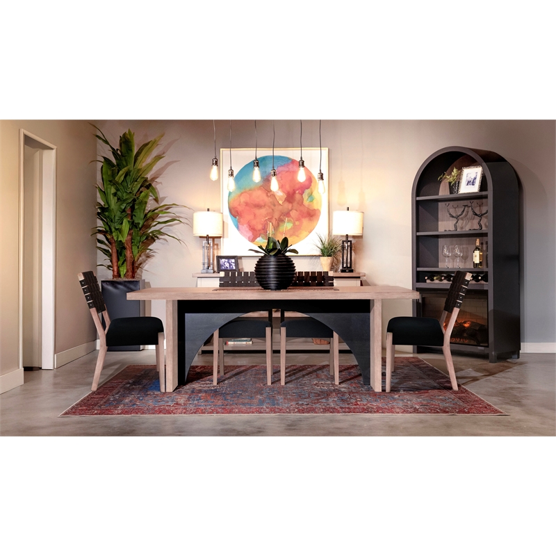 Pemberly Row Contemporary Rectangular Brown Arch Dining Table