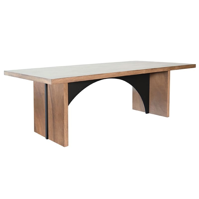 Pemberly Row Contemporary Rectangular Brown Arch Dining Table