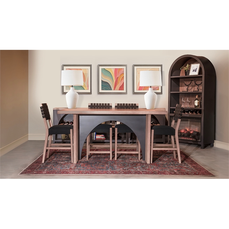 Pemberly Row Contemporary Rectangular Brown Arch Counter Table