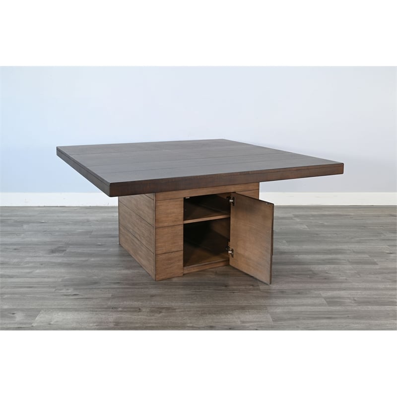 Pemberly Row Modern Square Dining Table with Built-in Storage