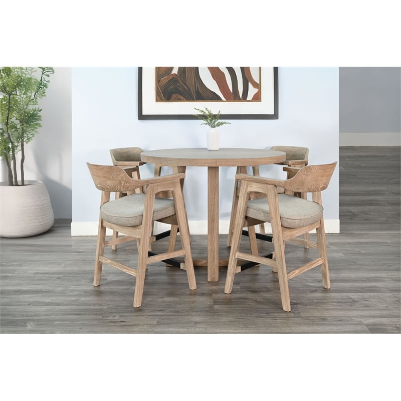 Pemberly Row Natural Contemporary Wood Round Counter Height Table